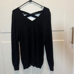LOVE ELLIE Black Criss Cross V Neck Long Sleeve Sweater Top Women's Size‎ L